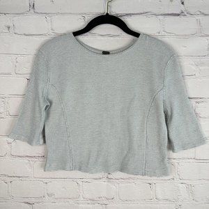 We the Free People Women’s XS Waffle Knit Top Cropped Thermal Shirt Blue